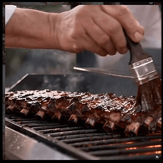 Slow-cooked ribs with sticky BBQ sauce