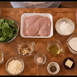 Seared chicken in creamy spinach sauce